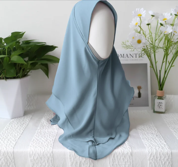 New Double Layered Chiffon Hijab Ready to Wear Instant Hijabs Solid Headscarf Foulard Femme Musulman Scarf Shawl Wrap Bandana