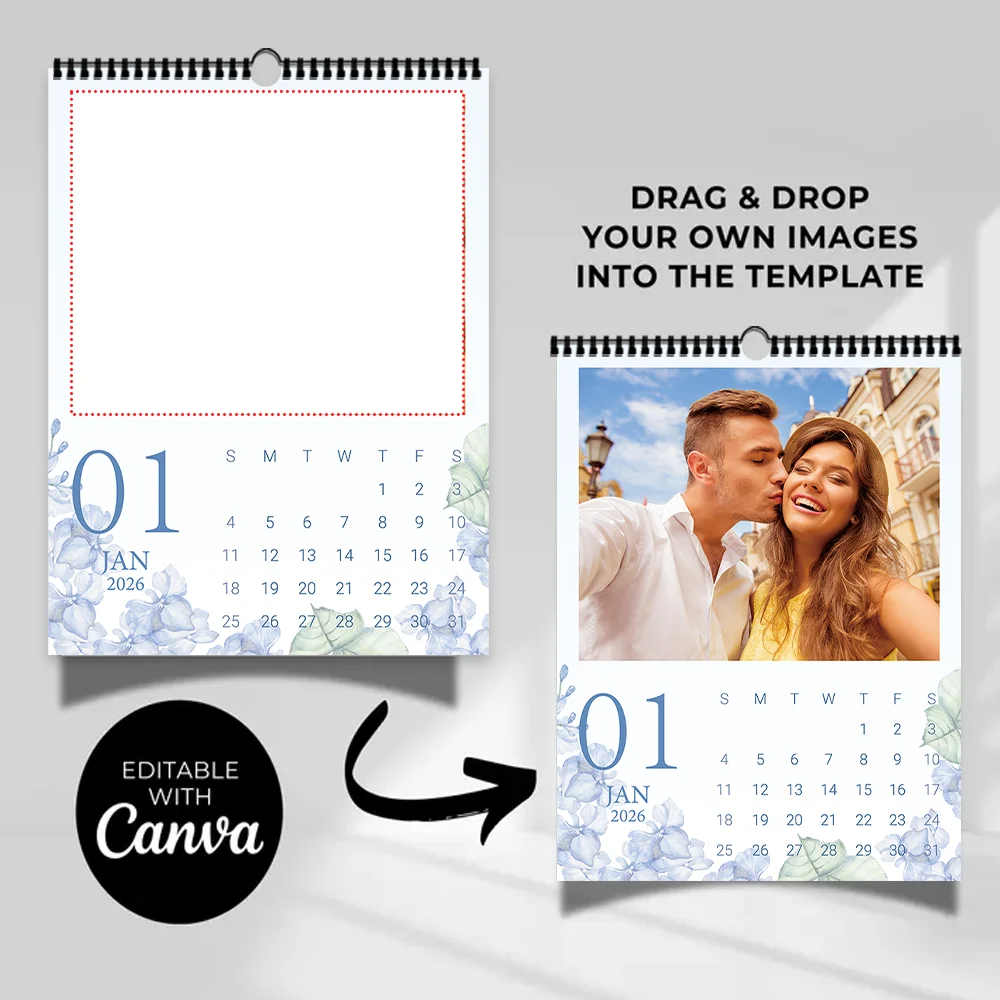 Calendrier mural personnalisé 2026, 1 pièce, téléchargement de 6 photos, calendrier mural, cadeau d'anniversaire, de noël et du nouvel an