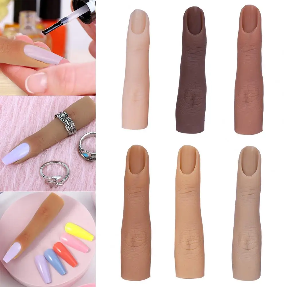 

Silicone Practice Fingers Nails Realistic Easy to Clean Nail Art Training Hand Bendable Fake Finger Model