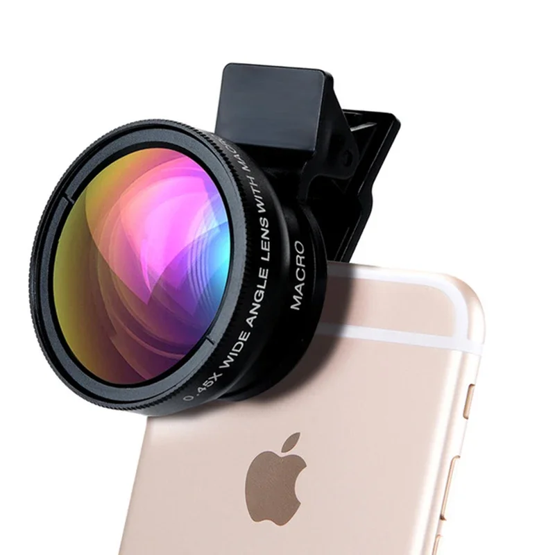 Tokohansun New Hd 0.45X Obiettivo Super Grandangolare + Obiettivo Super Macro 12.5X Per Iphone 7 8 Plus Kit Obiettivo Fotocamera Samsung Huawei Xiaomi