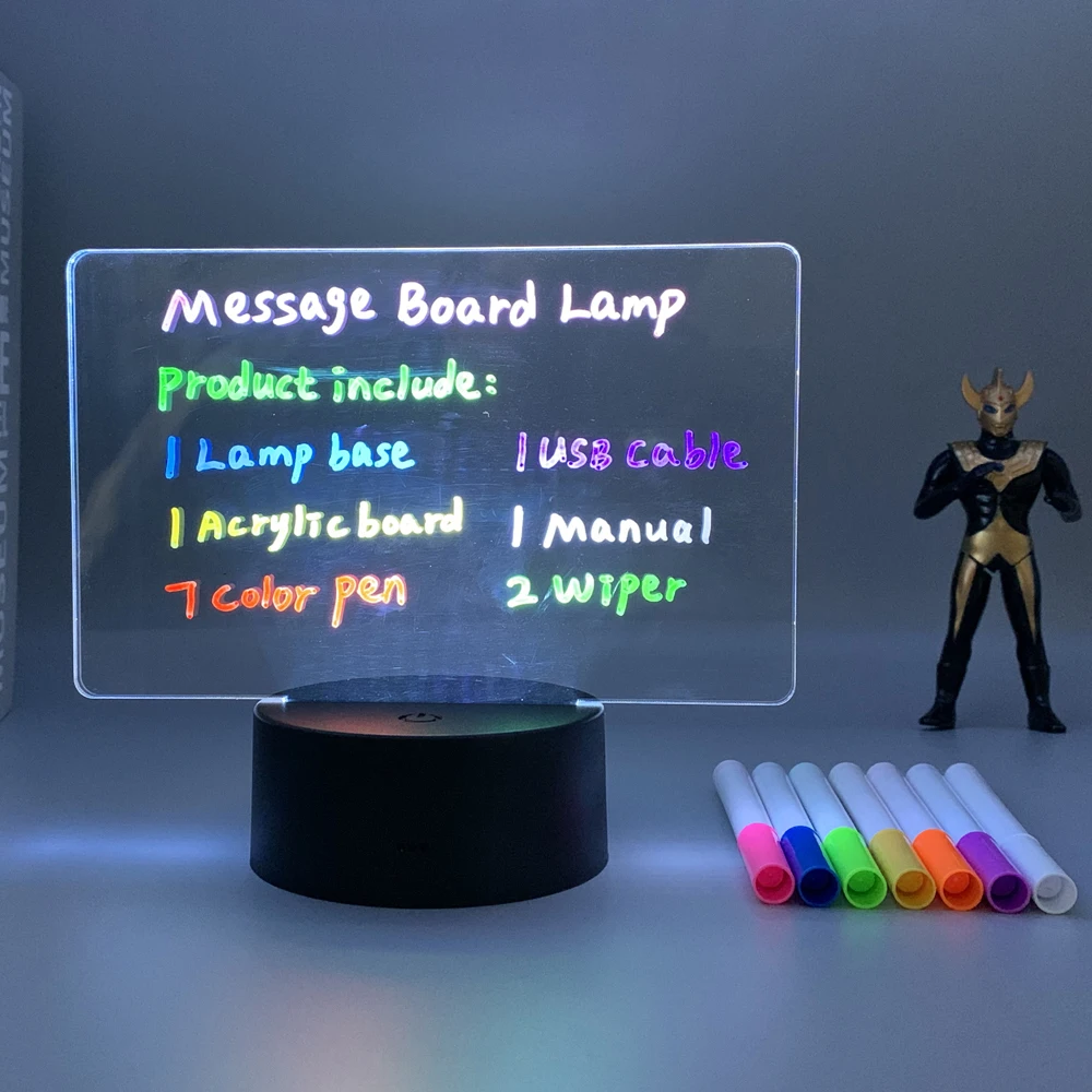 Tableau Lumineux Effaçable 41,5x31 Cm Avec Télécommande - LED Colorées, Minuterie, Idéal Pour Mémo Et Décoration