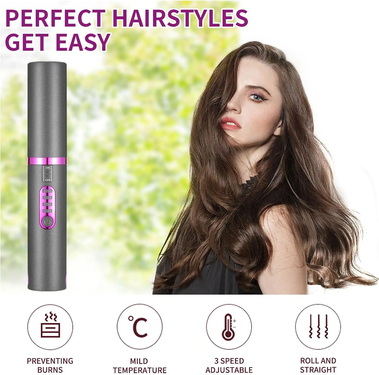 2 in 1 Hair Straighteners Hair Curler Mini Flat Iron A Portable Cordless Straightener with 5000mAh Battery Beard Straightener