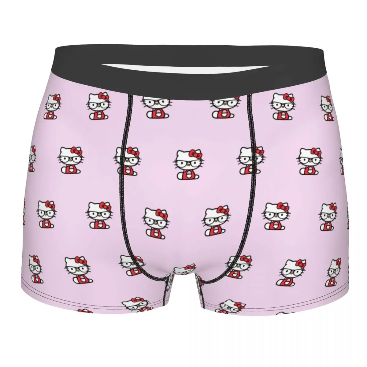 

Humor Boxer Hello Kitty Nerd Glasses Shorts Panties Briefs Men's Long Underwear Cute Cartoon Mid Waist Underpants for Male S-XXL