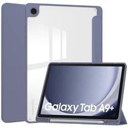 Versatile Tablet Cover with Integrated Pencil Holder for Tab S7 Fe 12.4inch (Gray Blue)