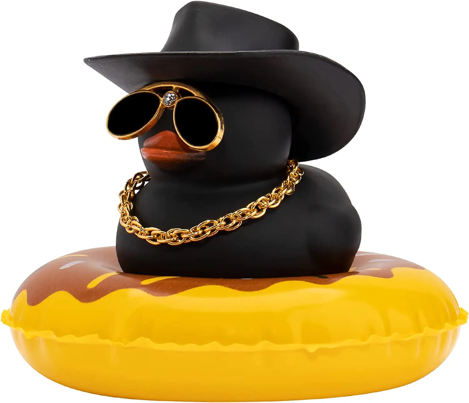 Car Duck Ornament Dashboard Decorations Rubber Duck Car 1 Set Di Accessori Con Anello Da Bagno Occhiali Da Sole Cappello E Collana