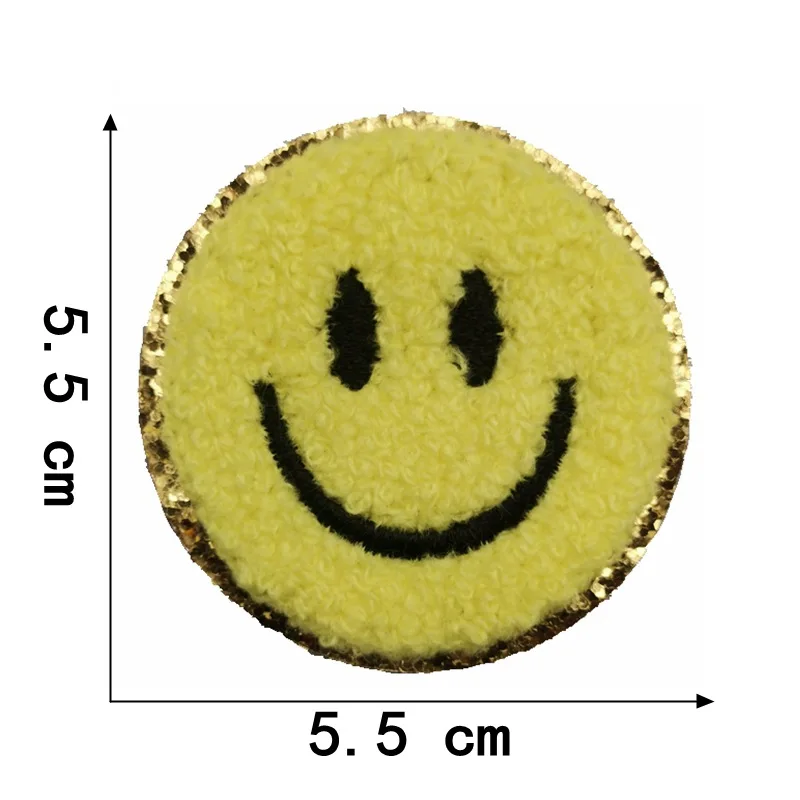 1Pcs Round Expression Smiley Face Patch Clothes Iron on Embroidered Sew Applique Cute Fabric Badge Garment Apparel Accessories 