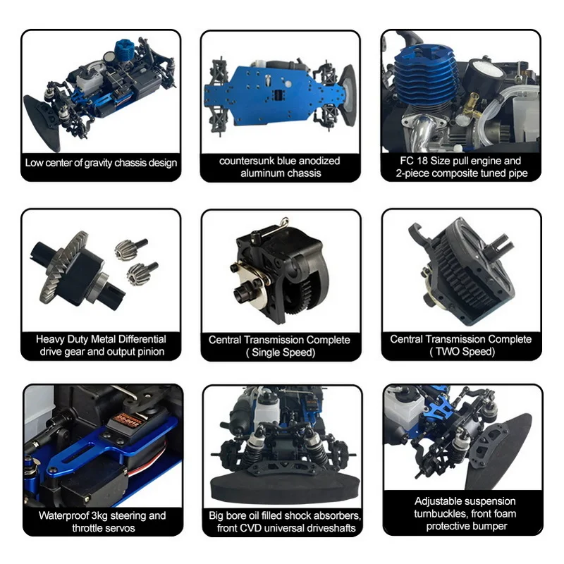 Nitro Powered Rc Car VRX Racing RH1003K/1004 Touring 1/10 Scale