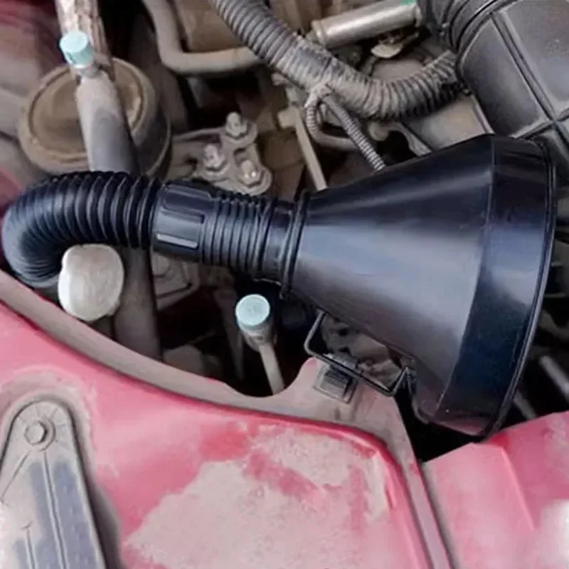 Universal Fuel Funnel with Filter - Extension Hose for Car Motorcycle Truck Oil/Gasoline Refilling, Anti-Spill Design Tool Kit