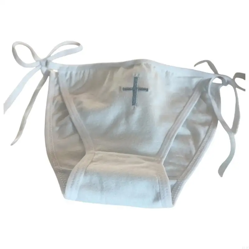 Crosses Pattern Panties Anime Nurse Uniform Women's Ribbon Side Tie String Underwear Cosplay Lingerie Briefs Underpants