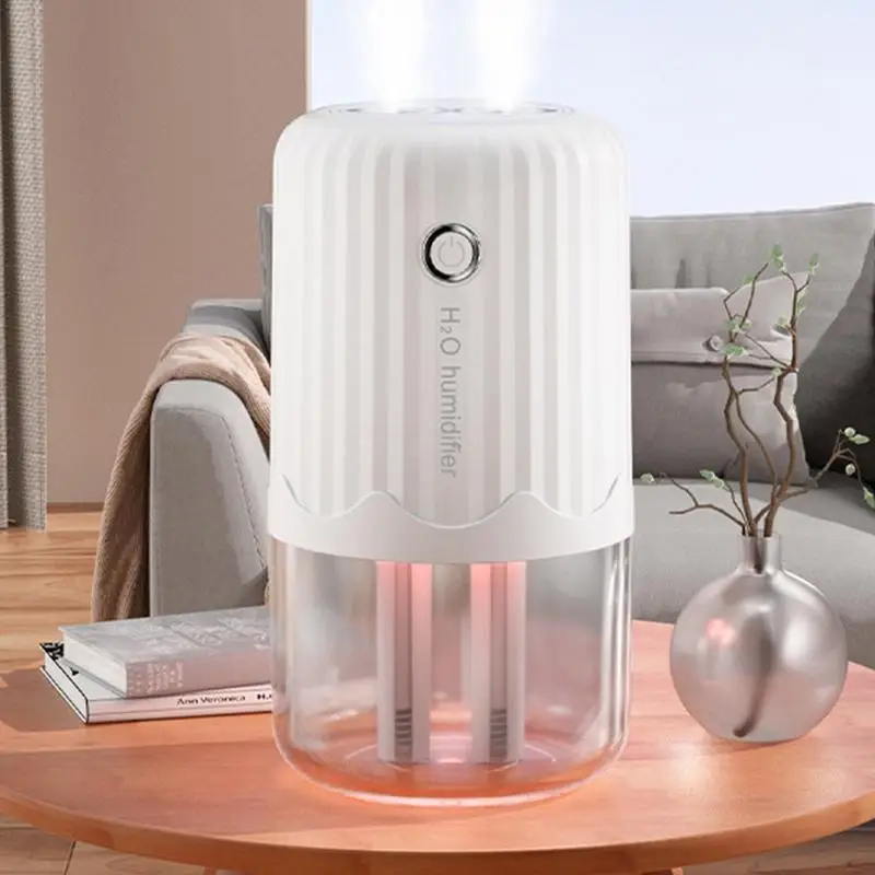 Tabletop Humidifier Portable Bedroom Air Diffuser Small Rechargeable Double Spray Large Capacity Air Humidifier Quiet Desk