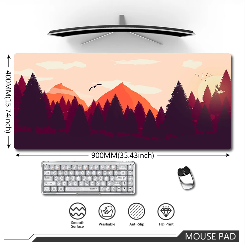 

Deep Forest Firewatch Gaming Mouse Pad keyboard Game Accessories Mousepad XXL Locking Edge Overlook Mouse Carpet 90x40cm Rug