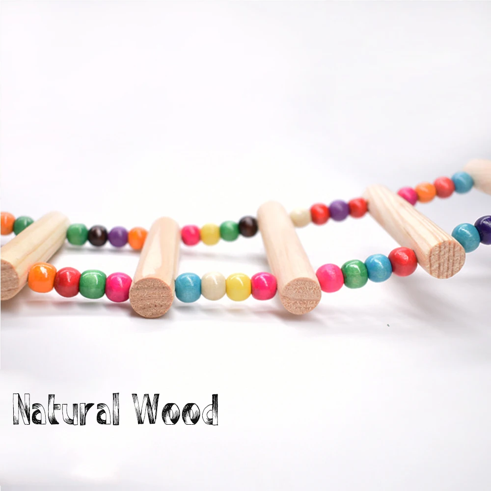 Parrot Toy Bird Toy Bird Cage Accessories Bird Swing Toy NONOR Parrot Toys Hanging Ladder Bridge Wooden Hamster Swing Climbing Natural Wood Hanging Colorful Balls Bird Stairs Supplies