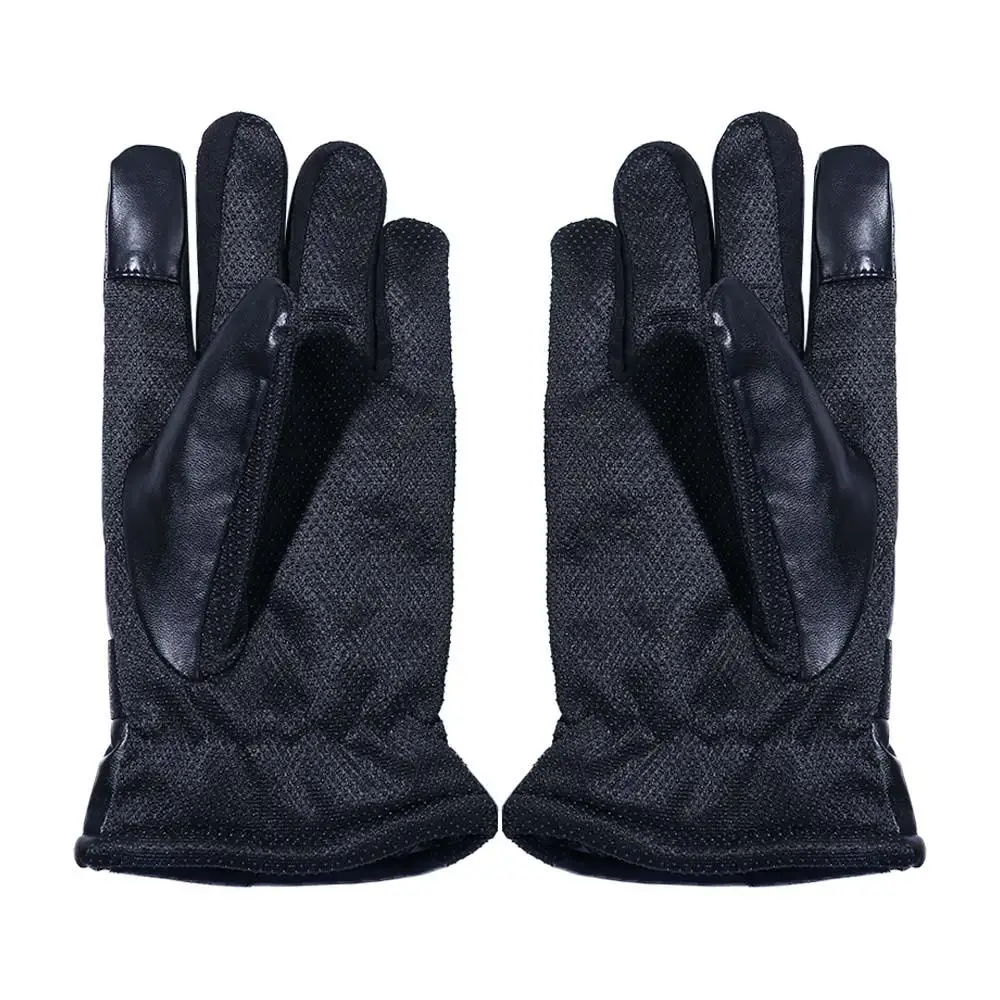 

Outdoor Elegant Touch Screen Driving Windproof Thicken PU Leather Winter Gloves Korean Mittens Men Black Gloves
