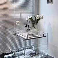 Petite table basse nordique en acrylique, chariot mobile, lumière de célébrité d'internet, luxe, haut sens, table de chevet médiévale, côté canapé 5