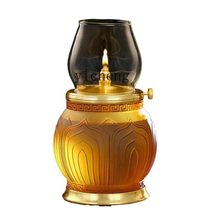 

Tqh Imitation Glass Lotus Household Changming Buddha Worship Cup Windshield Buddha Worship