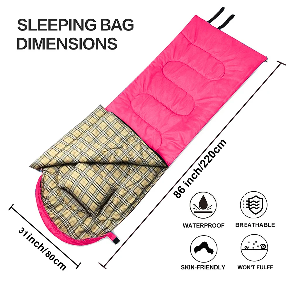 Desert Fox Flannel Sleeping Bag Pillow Adult Children Winter Camping Sleeping Bag Soft Warm Lining Hiking Backpack 220*80CM