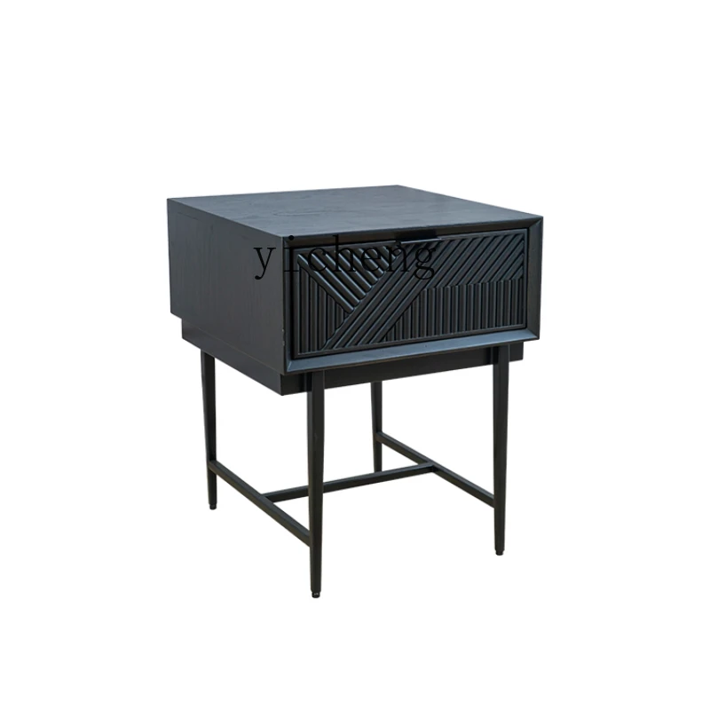 

ZC Side Table Bedroom Bedside Table Small Apartment Furniture Solid Wood Locker Modern Simple Storage Cabinet