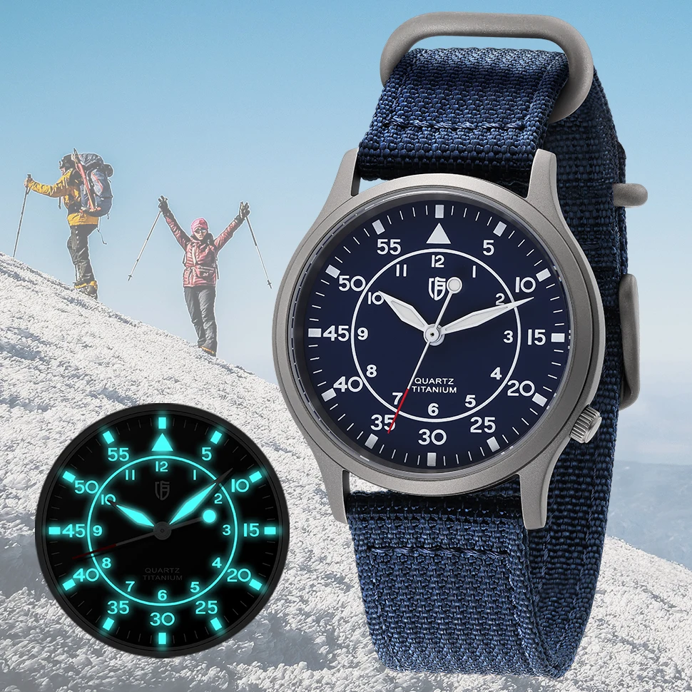 BERNY Orologio Unisex In Titanio - Movimento Giapponese VH31 A Sweep Secondi, Vetro Zaffiro, Super Luminova, Impermeabile 5ATM