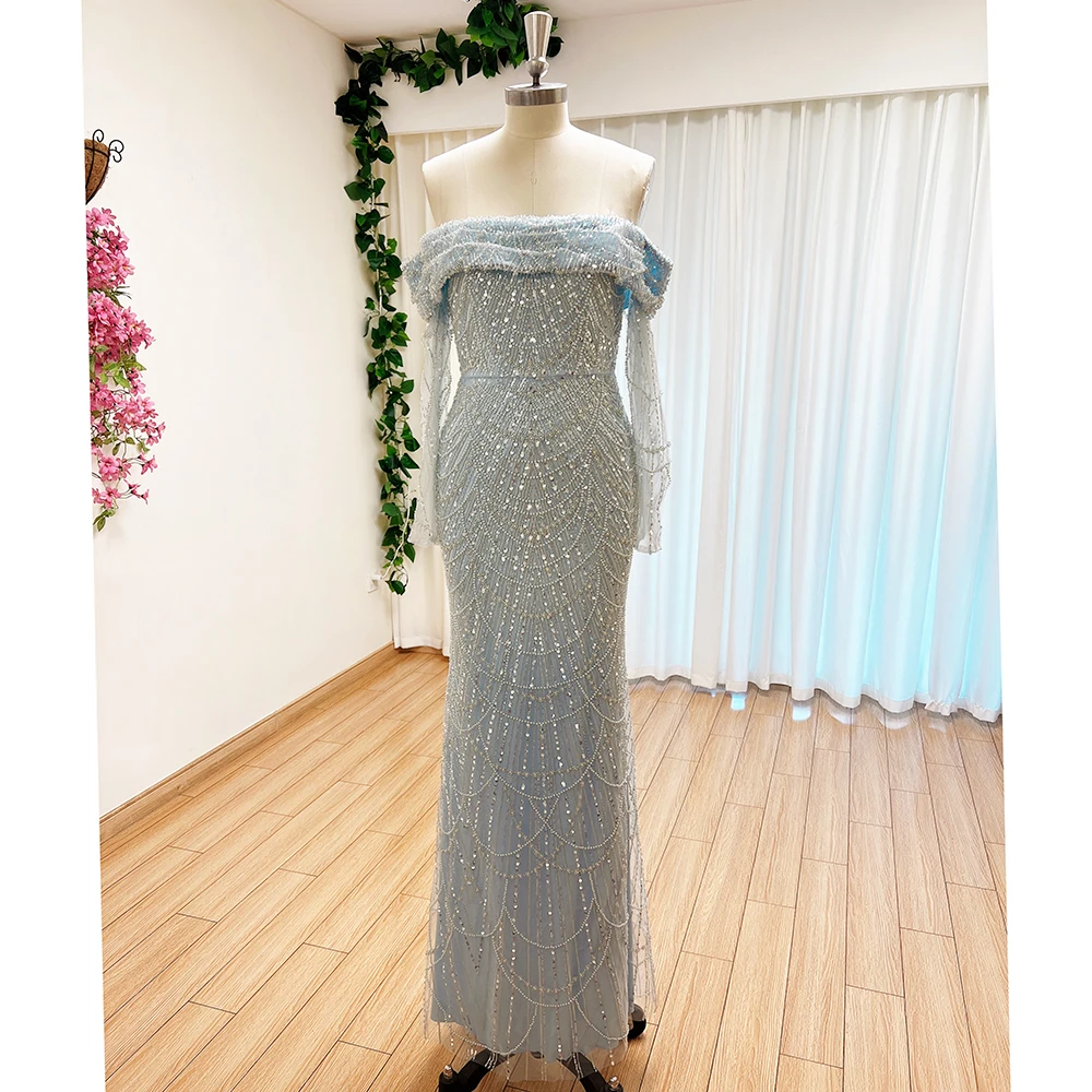 S78c8c3799656496f918323172a3cb8c3Q Elegant Sky Blue Mermaid Pearls Evening Dress for Women Long Sleeves with Detachable Train Formal Prom Wedding Party Gowns Mallzona