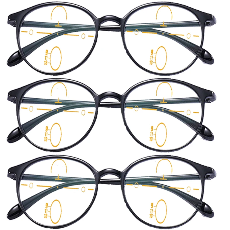 3 Stück ultraleichte Titan tr90 multifokale progressive Lesebrille Männer Frauen Anti Blaulicht Presbyopie Brille runde Brille