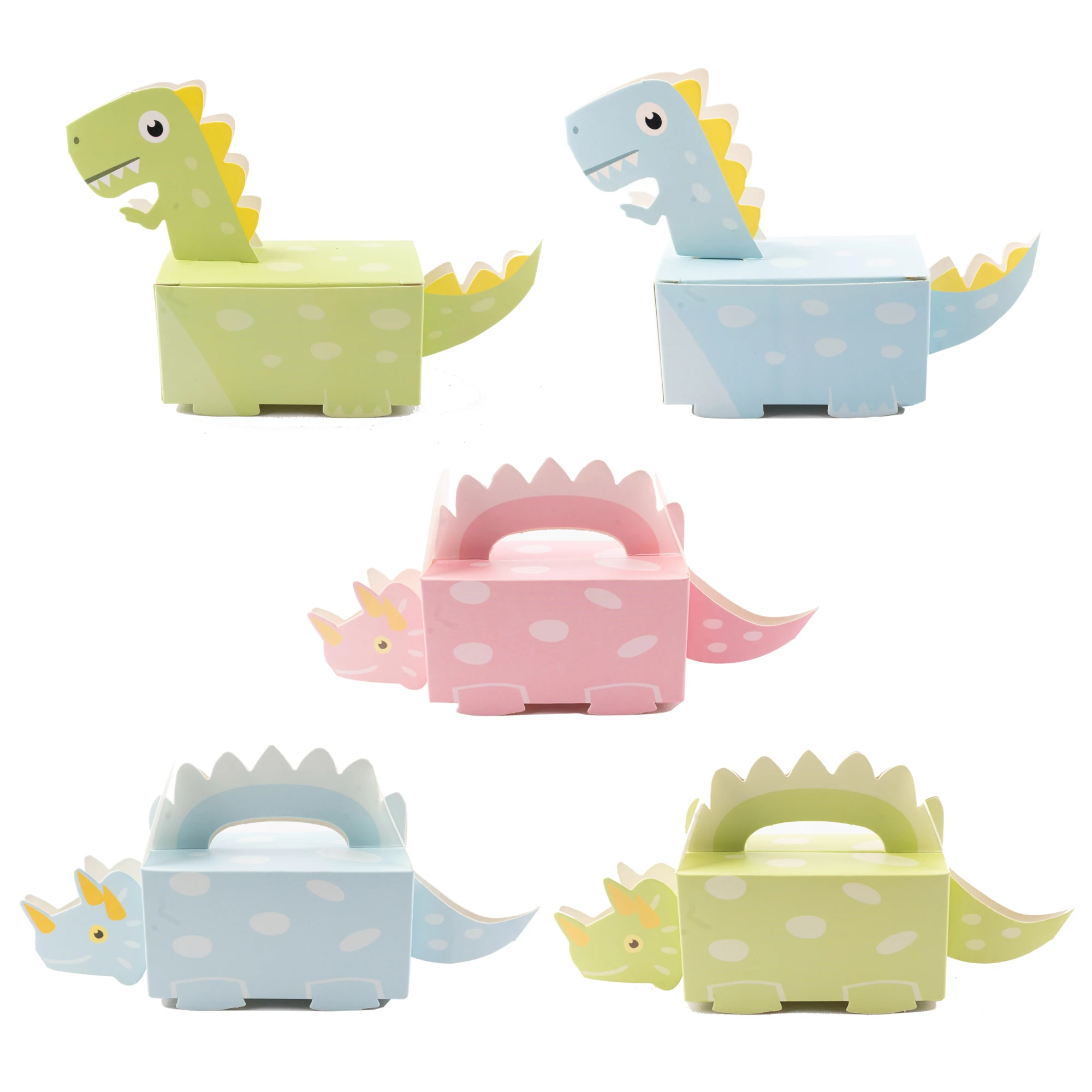 Bule Green Pink Dinosaur Cookie Scatole Cartone Dinosaur Candy Box Decorazioni Per Feste Di Buon Compleanno Da Ragazzo Scatole Per Imballaggio In Cart