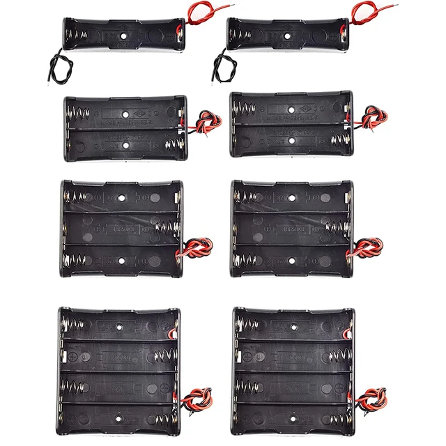 Boîte de support de batterie 18650, boîtier de stockage de batterie 3.7V, 1 fente, 1 cellule, 2 cellules, 3/4 cellules, conteneur en plastique avec des fils allergiques noirs et rouges, 3 pièces 2