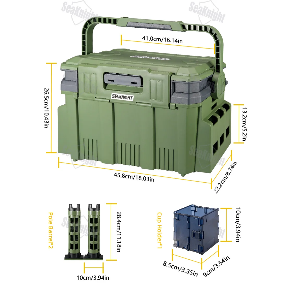 SeaKnight SK05 20L Double Layer Fishing Tackle Box – Large Capacity Hard Storage Case with Rod Holder 2
