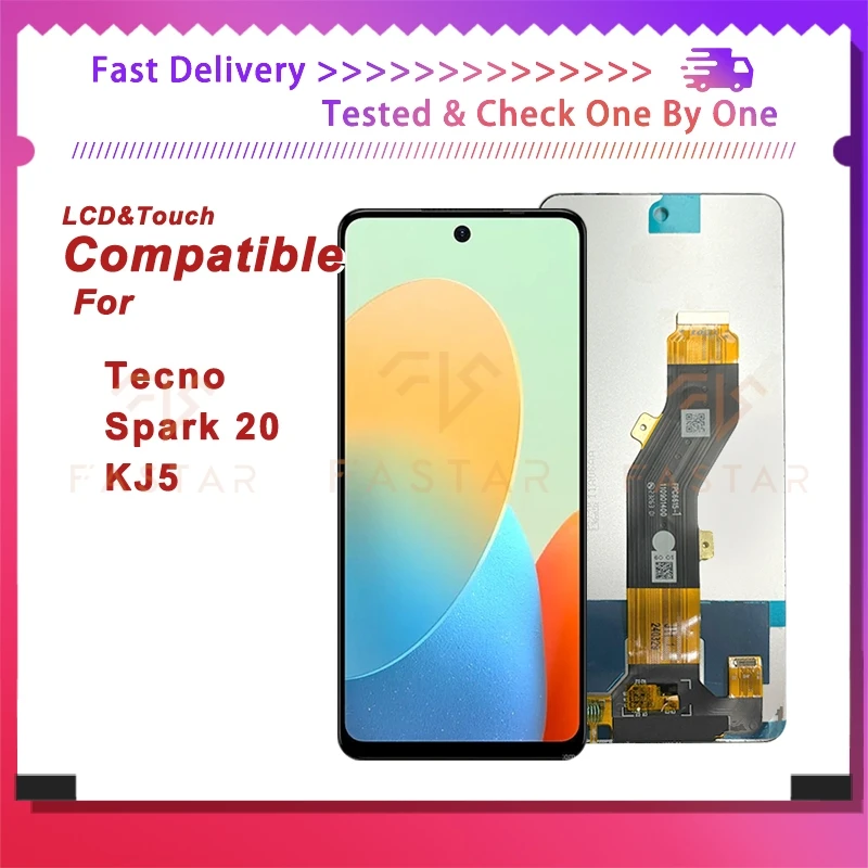 

KJ5 6.6"Original For Tecno Spark 20 lcd KJ5 LCD Display Touch Digitizer Assembly Replacement Parts Phone Screen Spark20 lcd