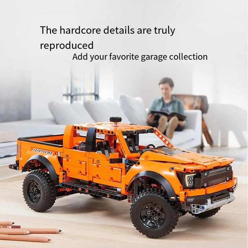 

1379PCS Technical Car For Ford Raptor Truck Car Building Blocks 42126 MOC Trailer Assemble Bricks Toys Gift For Kids Durable