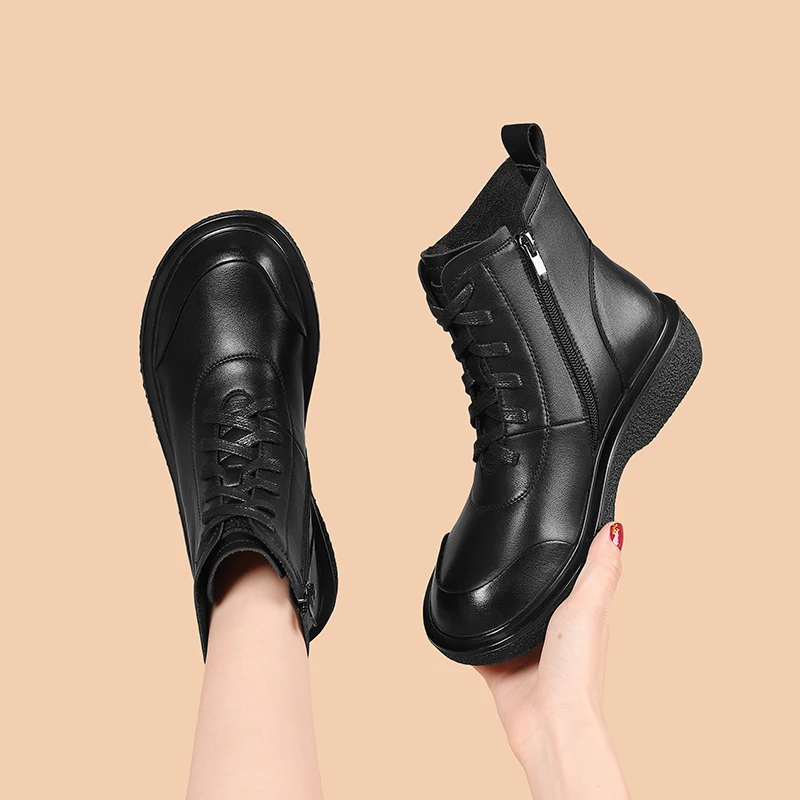 

2024 Autumn/Winter high quality women's Martin boots flat soft leather comfort ankle boots retro casual leather shoes