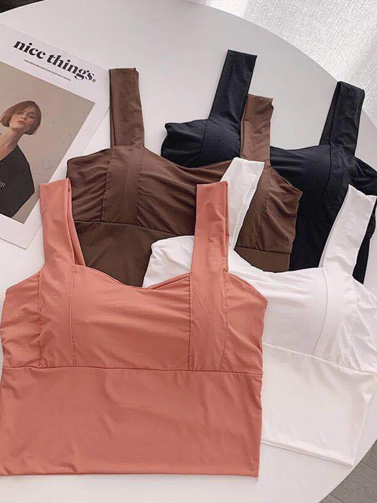 

Женские майки, укороченный топ, топ-труба, женское сексуальное бесшовное нижнее белье, укороченные топы для активного отдыха, Майки с подкладкой, женское белье