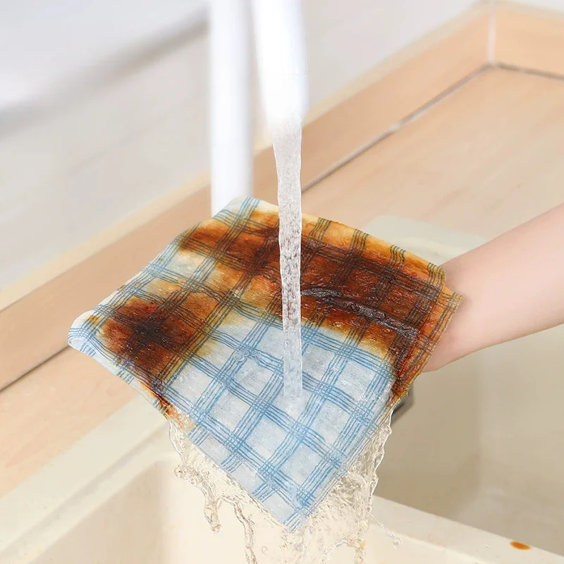Multi Functional Household Cleaning Cloth, Multi-purpose Dishwashing Cloth, Dry and Wet Dual-use Cloth, Reusable,Grid Lazy Cloth