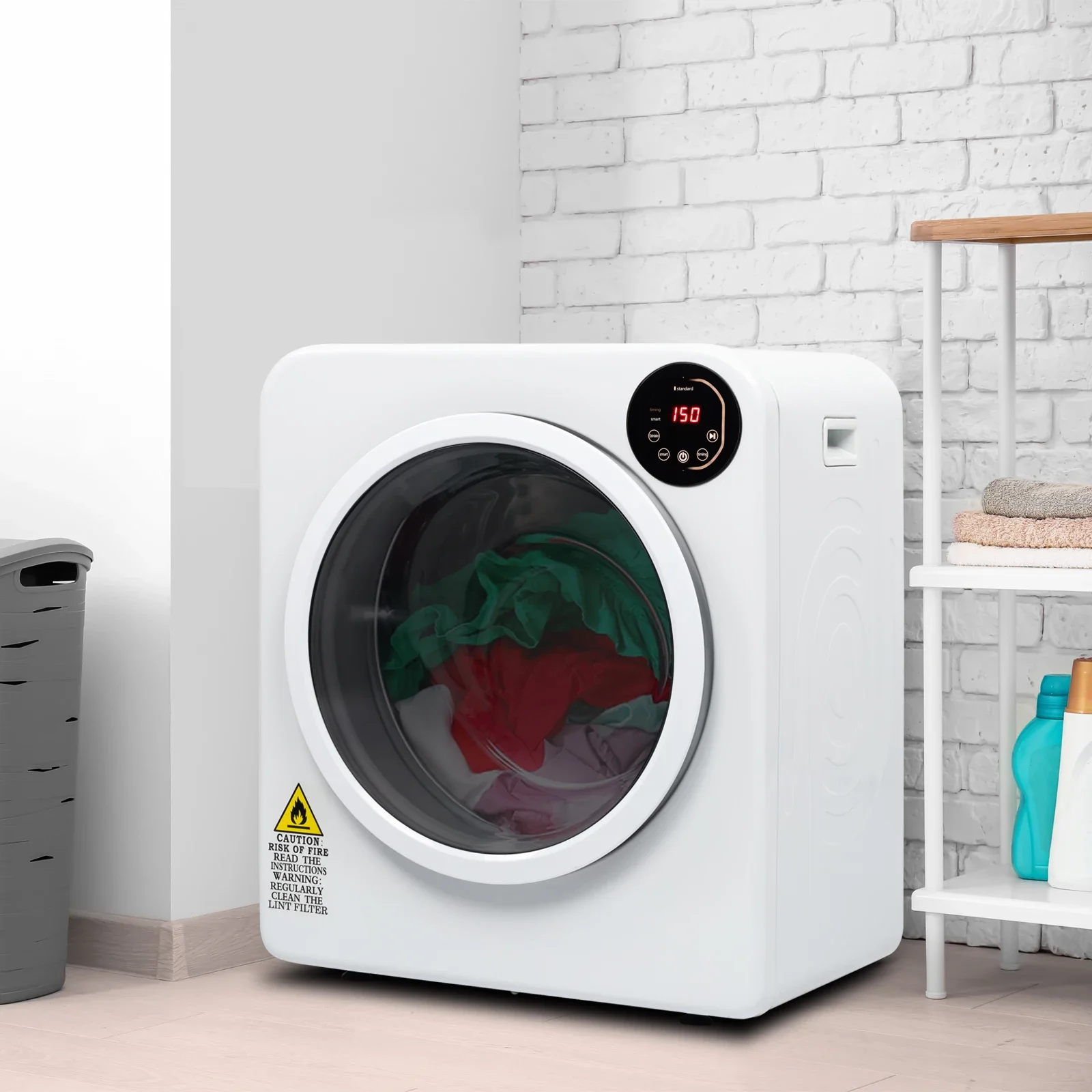 Electric Compact Laundry Clothes Dryer Tumble Dryer Easy Control Panel with LED display for Variety Drying Mode Portable Dryer 5