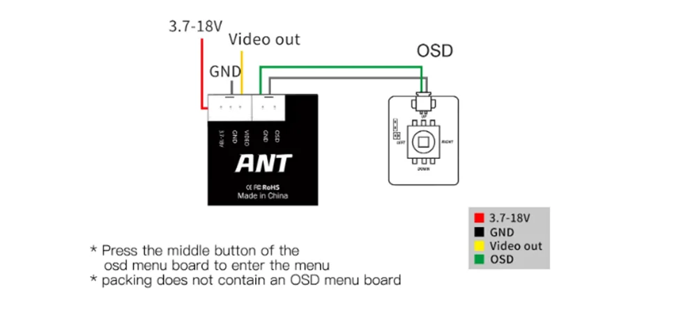 Caddxfpv Ant Lite 1/3'' CMOS 1.8mm 1200TVL 4:3 PAL/NTSC Global WDR FOV 165° FPV Camera FPVCycle Edition for FPV Racing RC Drone