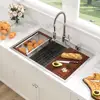 Stainless Steel 33x22 Drop In Kitchen Sink Workstation 16 Gauge Single Bowl Fast Drain Deep Over Counter Includes Cutting Board 1