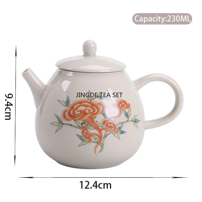 230ml Chinese traditional ceramic teapot hand-painted flower pattern home water kettle travel portable tea set