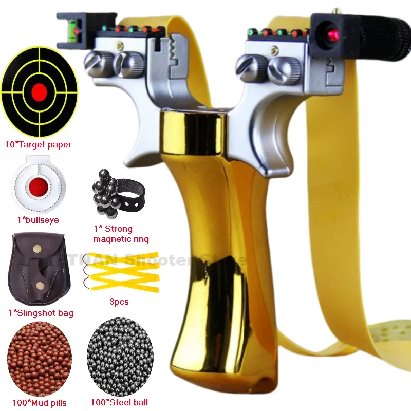 Laser Slingshot Upgrade Outdoor Shooting Catapult Double Screw Quick Pressure Rubber Band Hunting Toy