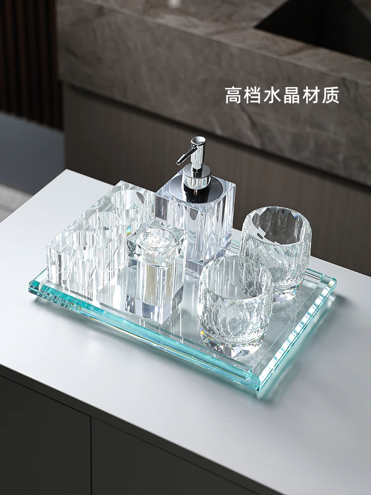 High-end crystal toothbrush rack toilet hotel tray dental set bathroom desktop storage light luxury wash set