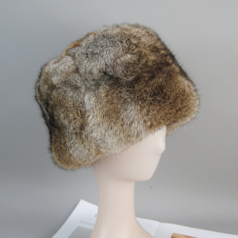 Winter Hat Fur Hat Unisex Fur Cap Fashion Warm Beanies for Winter Natural Real Rabbit Fur Russian Men Lady Headgear