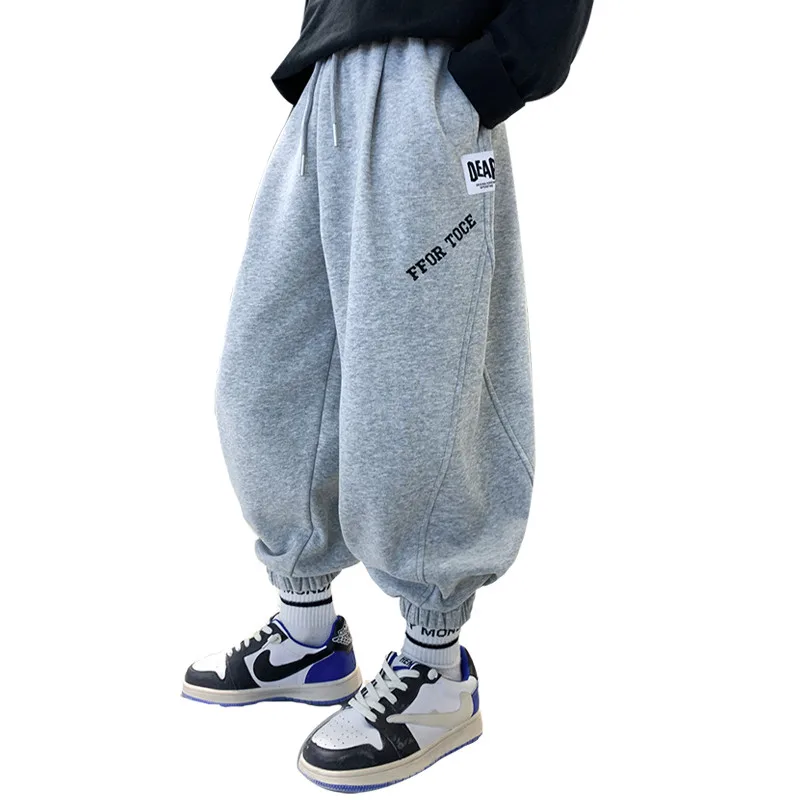 

New Fancy School Boy Casual Harem Pants With Letter Print Child 2023 Spring Loose Style Sports Pencil Trousers For Teenager Kids