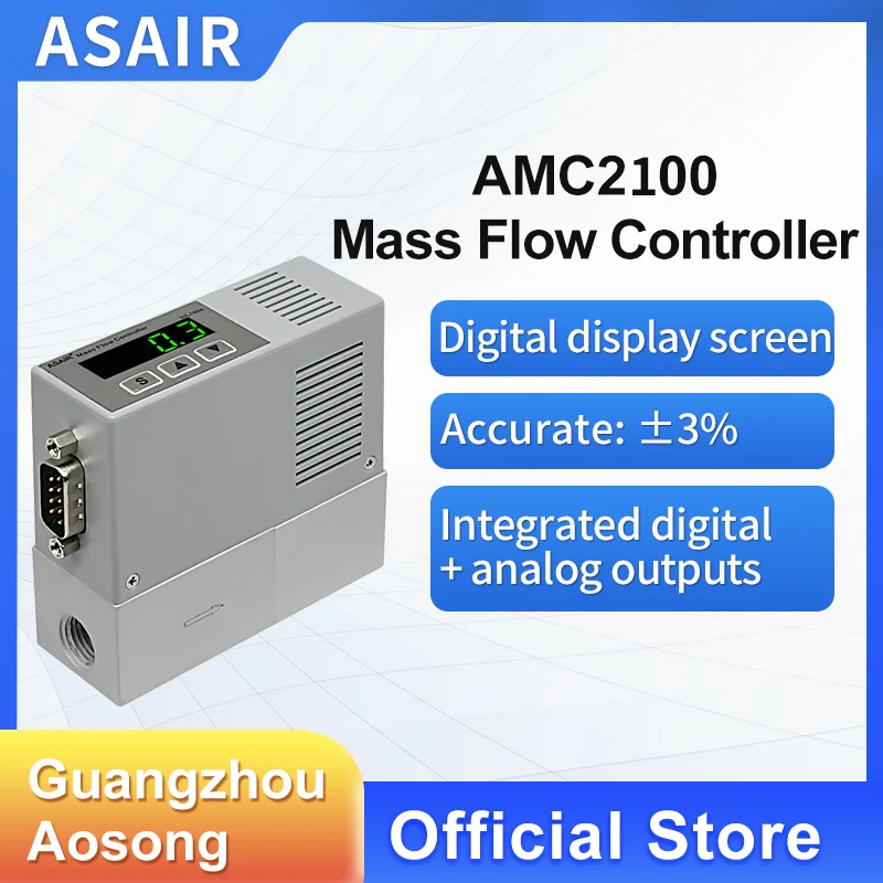 ASAIR AMC2100 digital display MFC gas mass flow controller oxygen air ...