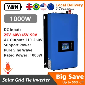 Y&H MPPT Solar Grid Tie อินเวอร์เตอร์ 1000W บนอินเวอร์เตอร์ Grid พร้อม Limiter Sensor สําหรับ 36V 48V 60V 72V แบตเตอรี่ (WiFi อุปกรณ์เสริม) 1