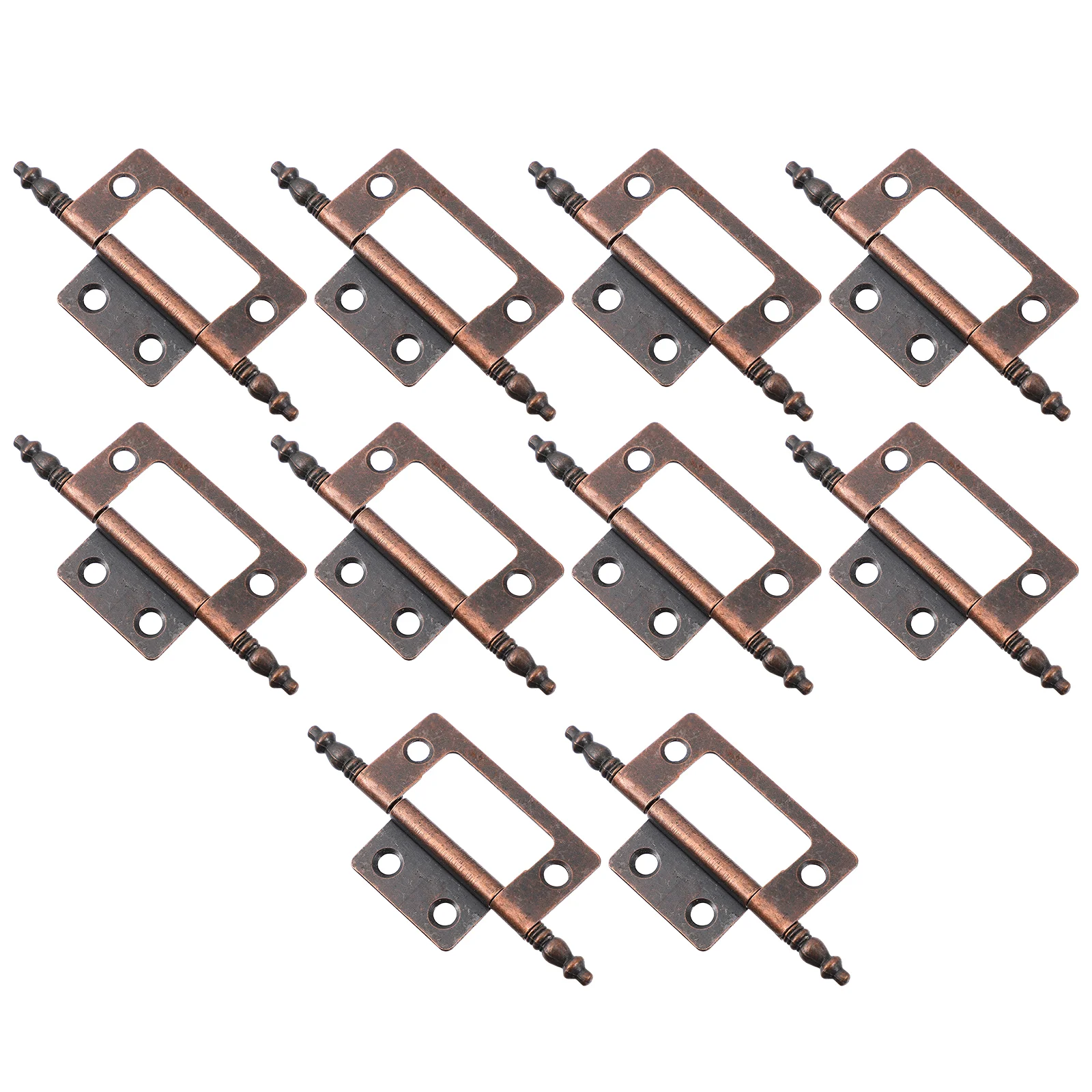 

1 Set 10Pcs Cabinet Hinges Crown Vintage Door Window Hinges (Red Bronze)