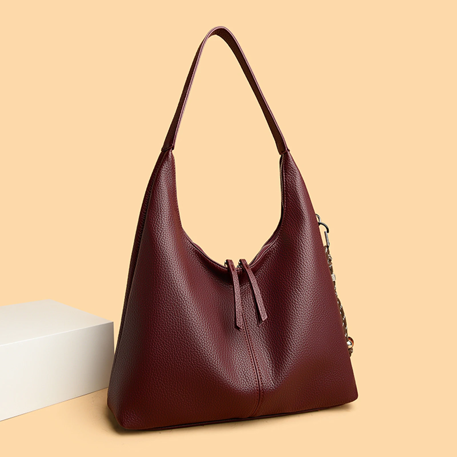 PU Outdoor Travel Bag Solid Color Casual Commuter Bag Vintage Hobo Bag Large for Women Work Daily Shopping Dating