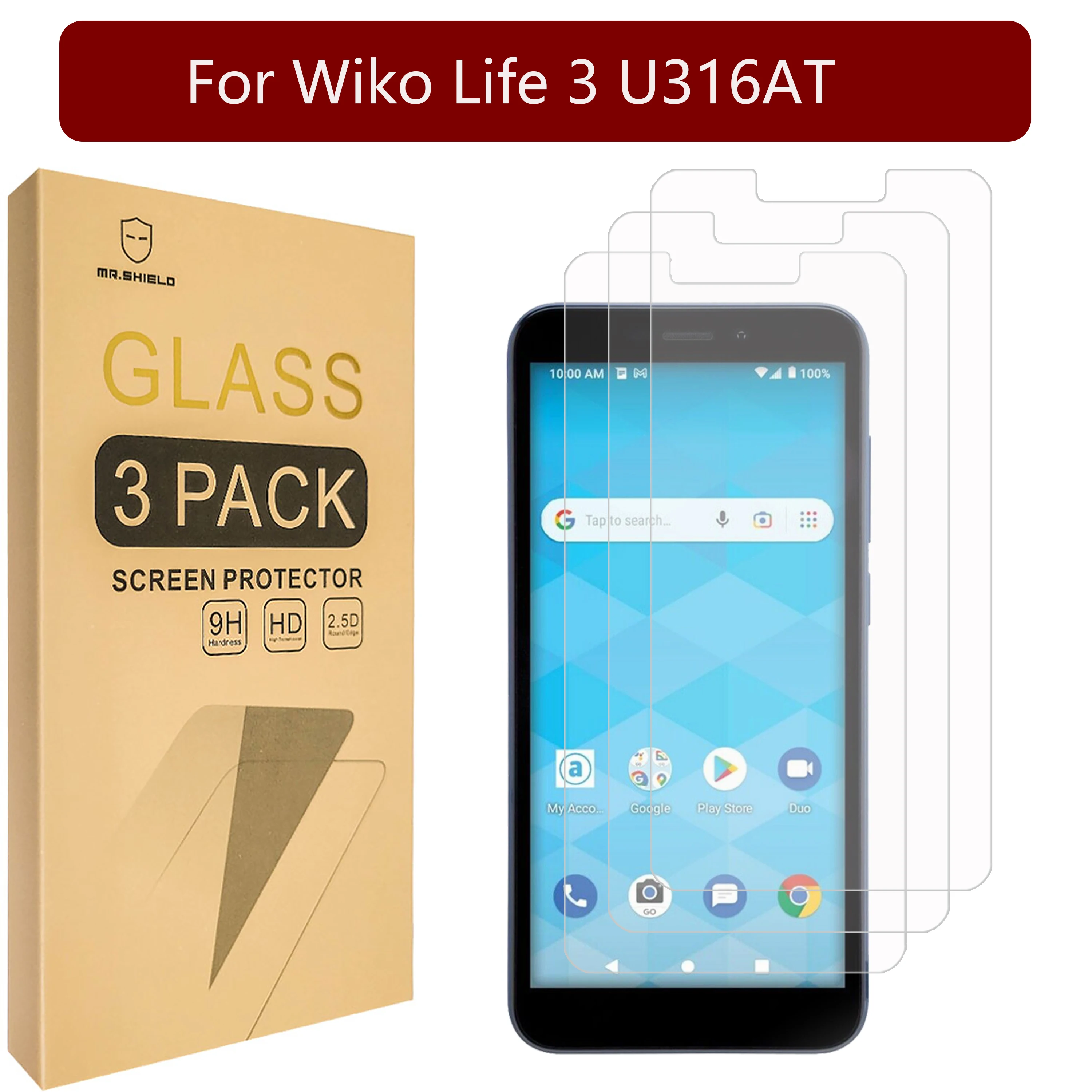 

Mr.Shield [3-Pack] Designed For Wiko Life 3 U316AT [Tempered Glass] [Japan Glass with 9H Hardness] Screen Protector