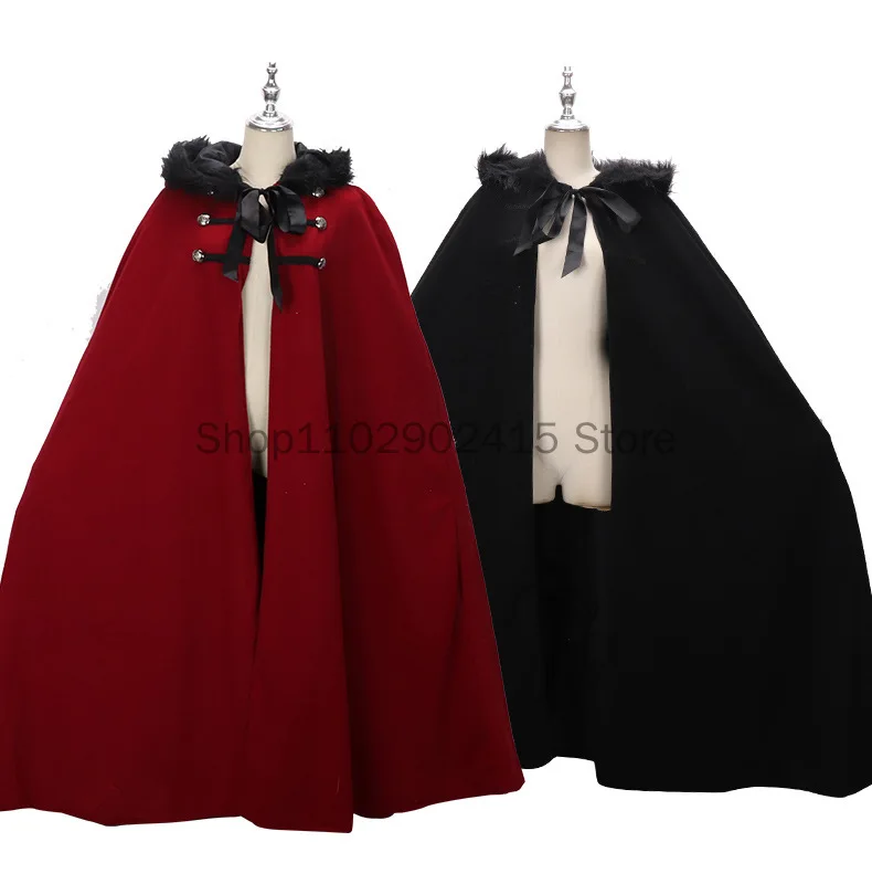 

Винтажная Готическая накидка с капюшоном для мужчин и женщин, костюм в средневековом стиле, дьявола вампира, стиль викингов, вечерний костюм для косплея