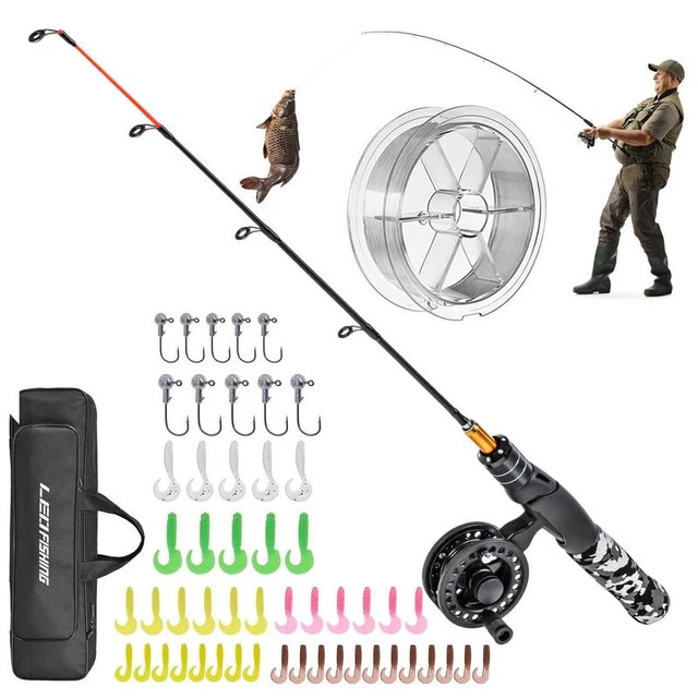 Winter Fishing Rod Set Outdoor Sports Mini Feeder Telescopic Fishing Pole  Compact Tackle Travel Freshwater Bag