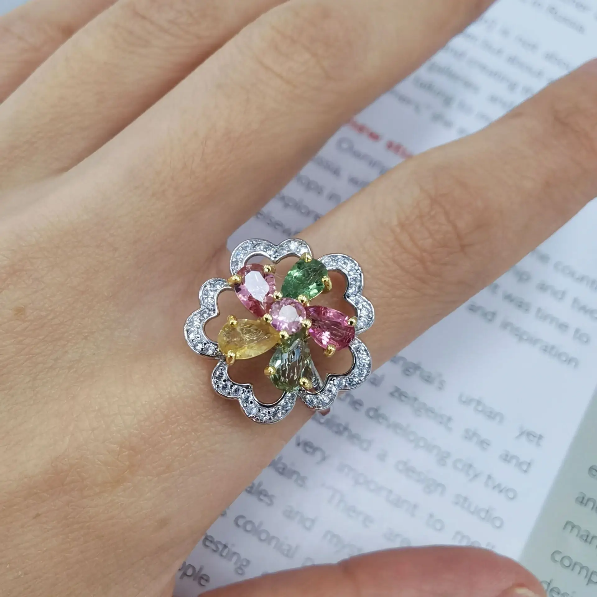 

Tourmaline Fine Jewelry Woman Tourmaline Ring With Natural Tourmaline Gemstone 4*6mm Silver Lady Tourmaline Ring New Jewelry