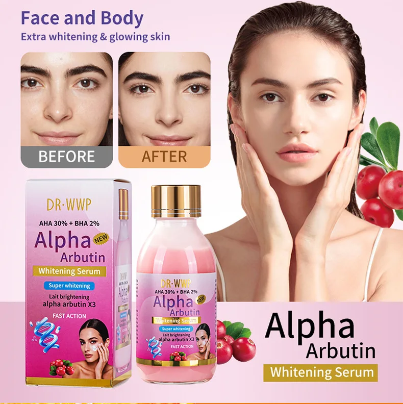 125 ml AHA Arbutin aufhellende Gesichtsessenz | Kurkuma Kojisäure Serum
