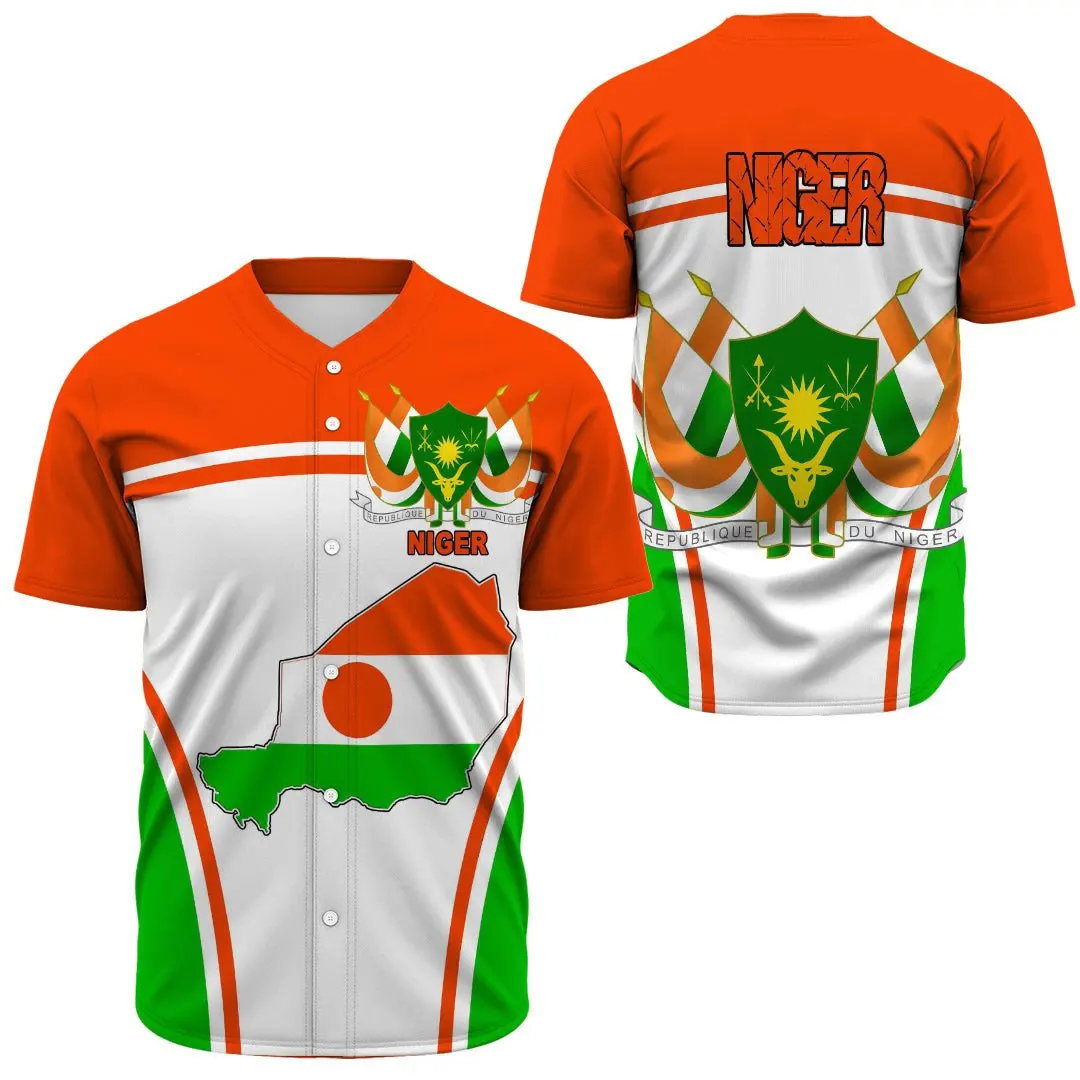 

African Zone Apparel - Niger Active Flag Baseball Casual Sportswear Print Men Women Fashion Casual Street Style Tops